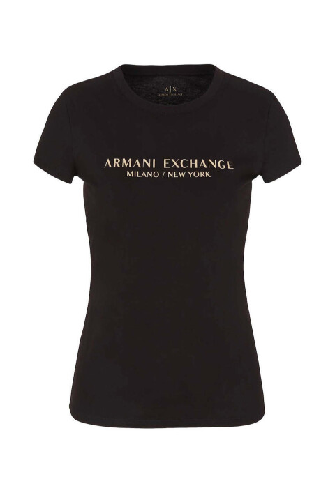 Kadın AE Bisiklet Yaka T-Shirt - Siyah - Armani Exchange