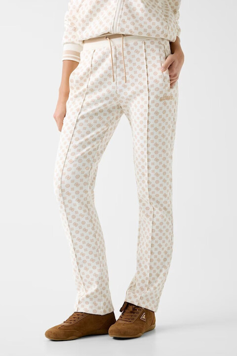 Kadın Aggie Desenli Scuba Eşofman Altı - Krem - Guess