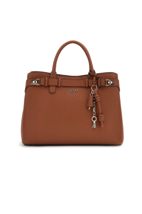 Kadın Aksesuarlı ve Toka Detaylı El Çantası - Taba 