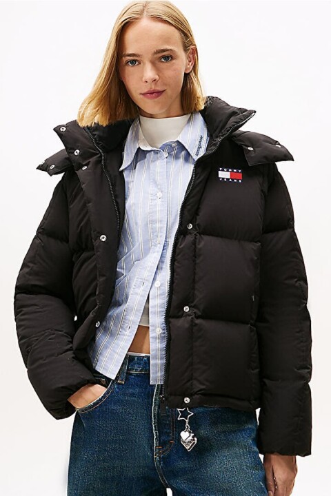 Kadın Alaska Grid Down Puffer Mont - Siyah - Tommy Hilfiger