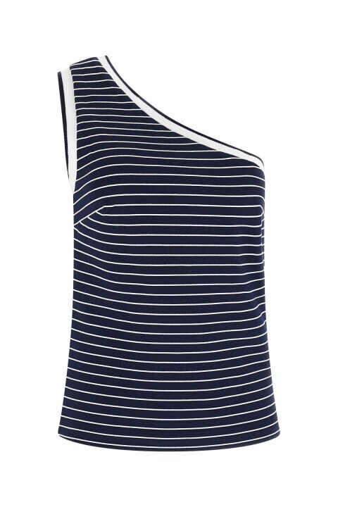 Kadın Alph Top T-Shirt - Lacivert/Beyaz Çizgili - Guess