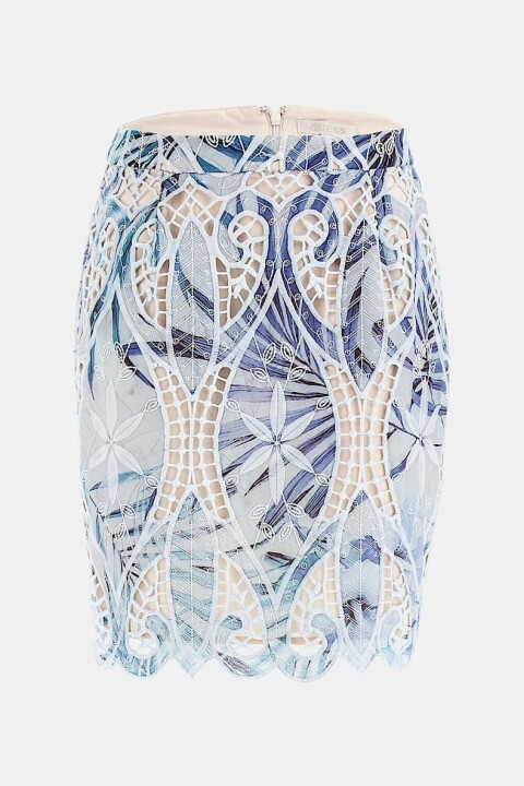 Kadın Anastasia Dantel Mini Etek - Mavi - Guess