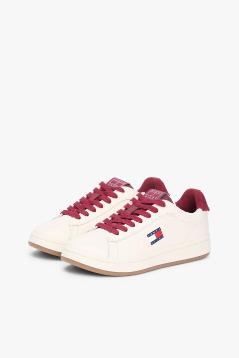 Kadın Archive '98 Bağcıklı Nappa Deri Spor Ayakkabı - Krem - Tommy Hilfiger