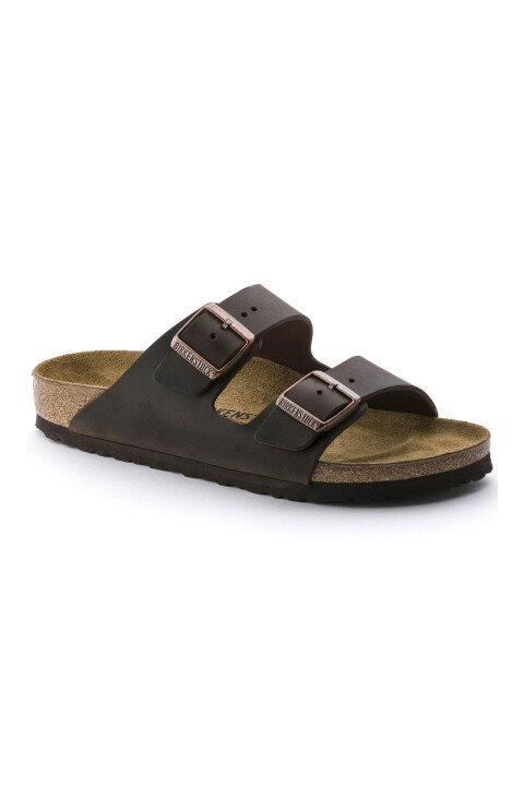 Kadın Arizona Leoi Nubuk Deri Çift Bantlı Terlik - Koyu Kahve - Birkenstock