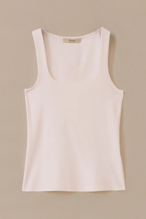 Kadın Askılı Kare Yaka Basic Atlet - Beyaz - Seçil