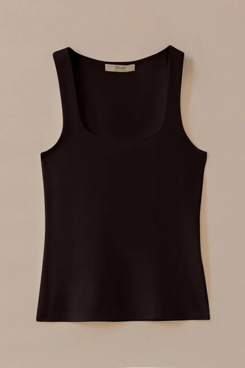 Kadın Askılı Kare Yaka Basic Atlet - Siyah 