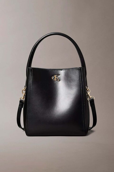 Kadın Askılı Kovalı El ve Omuz Çantası - Siyah 