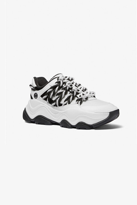 Kadın Atlas Cord Kordon Bağcıklı Chunky Sneakers - Beyaz/Siyah - Michael Kors