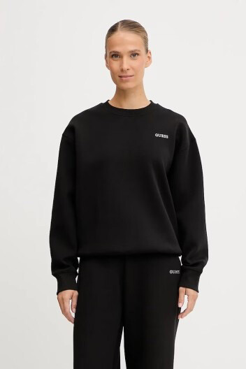 Kadın Aurelia Tam Kalıp Bisiklet Yaka Uzun Kol Logo Detaylı Sweatshirt - Siyah 