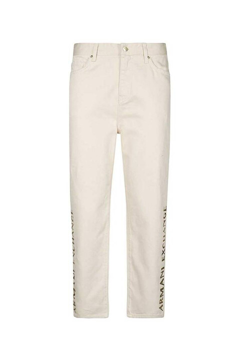Kadın AX Boyfriend Cropped Jean Pantolon - Ekru - Armani Exchange
