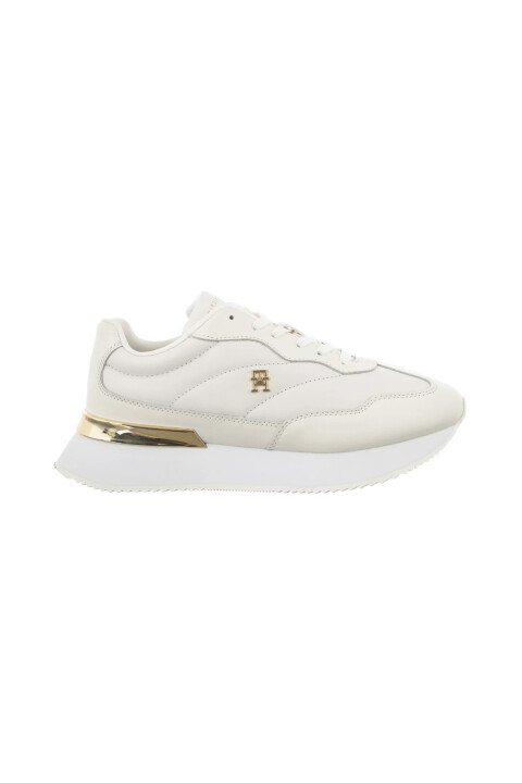 Kadın Bağcıklı Altın Detaylı Kalın Taban Sneaker - Beyaz/Ekru - Tommy Hilfiger
