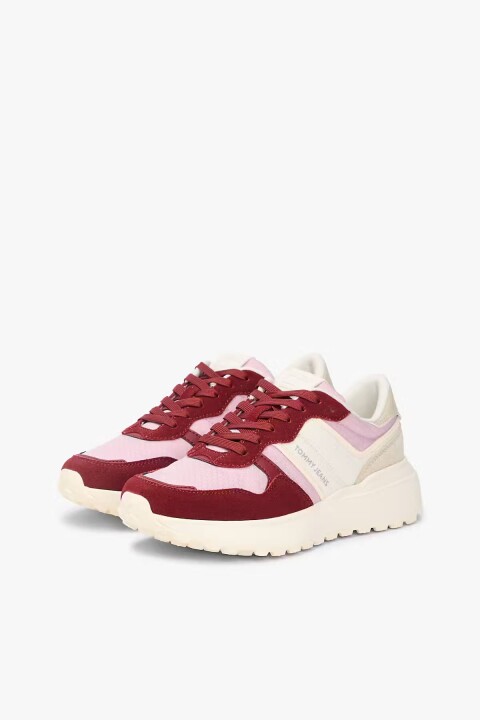Kadın Bağcıklı Kalın Dişli Taban Sneaker - Kırmızı/Pembe - Tommy Hilfiger