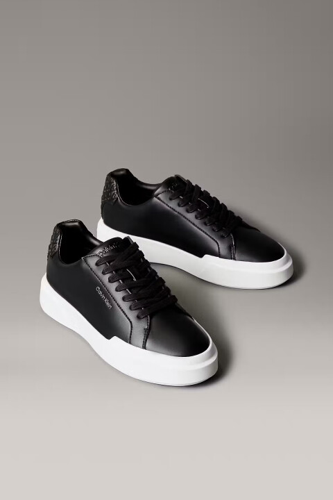 Kadın Bağcıklı Kalın Tabanlı Deri Spor Ayakkabı - Siyah - Calvin Klein