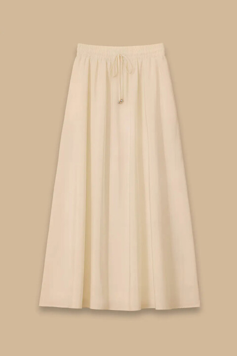 Kadın Bağcıklı Uzun Etek - Ekru - Seçil