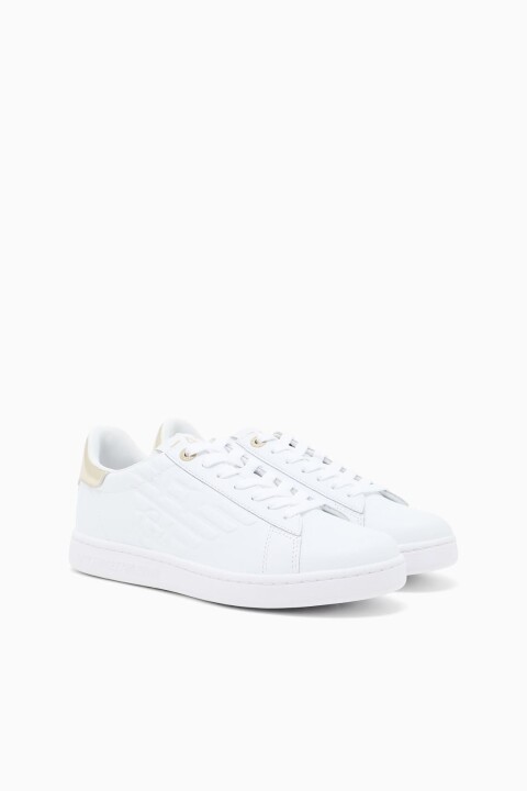 Kadın Bağcıklı Yanı Kabartma Logolu Sneaker - Beyaz - Ea7