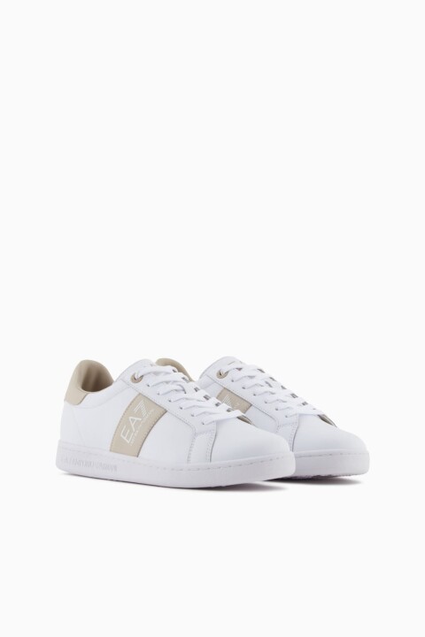 Kadın Bağcıklı Yanı Şeritli Sneaker - Beyaz - Ea7