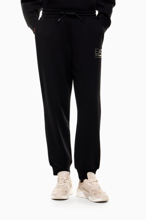 Kadın Beli Bağcıklı Lastikli Paça Logo Detaylı Eşofman Altı - Siyah - Ea7