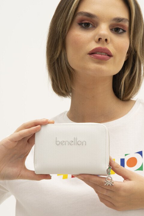 Kadın Benetton Cüzdan - Beyaz A.Gri 
