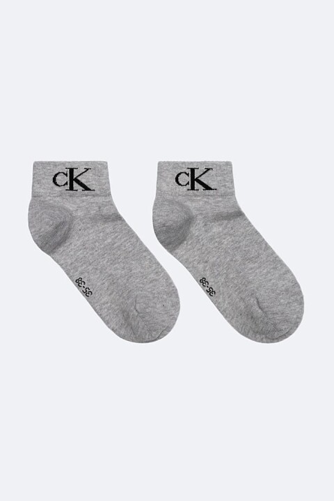 Kadın Bilek Boy Monogram Logolu 2'li Çorap Seti - Gri 