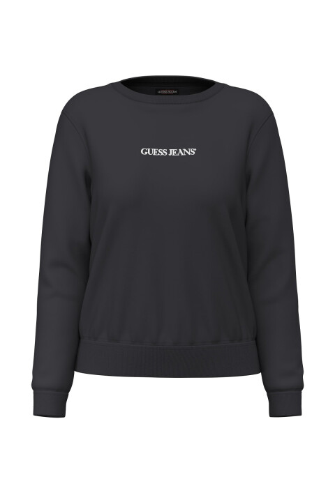 Kadın Bisiklet Yaka Logolu Sweatshirt - Siyah - Guess