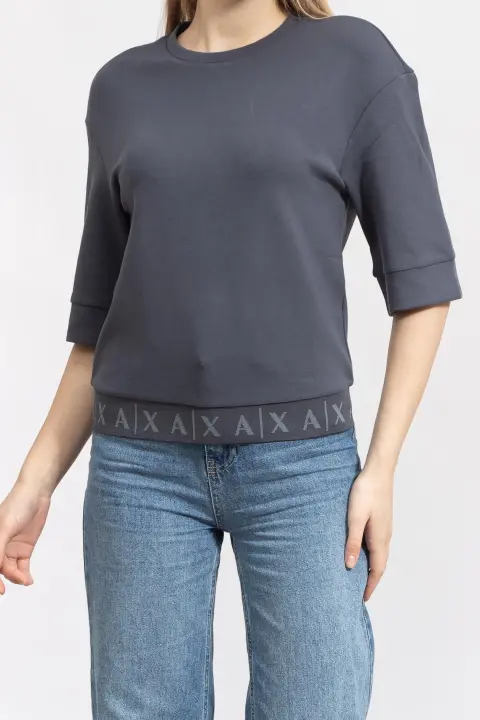 Kadın Bisiklet Yaka Sweatshirt - Antrasit 