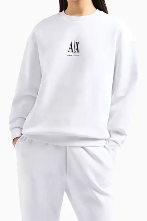 Kadın Bisiklet Yaka Sweatshirt - Beyaz - Armani Exchange