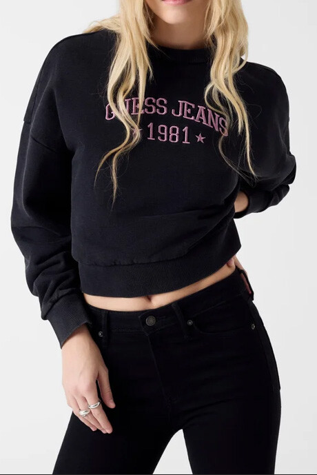 Kadın Bisiklet Yaka Sweatshirt - Siyah - Guess