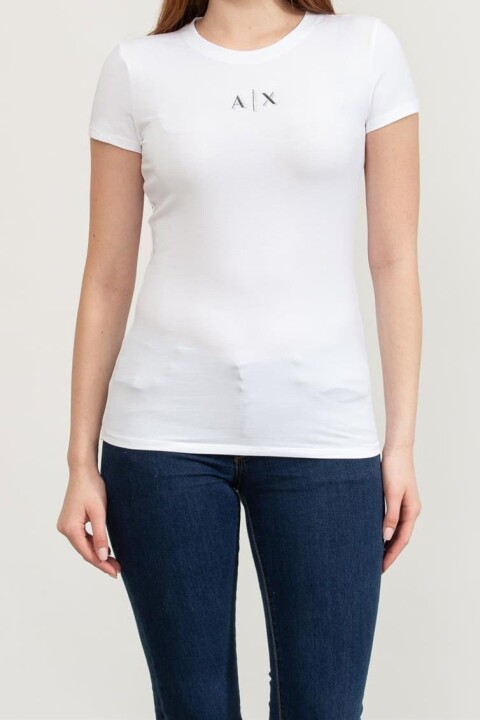 Kadın Bisiklet Yaka T-Shirt - Beyaz - Armani Exchange