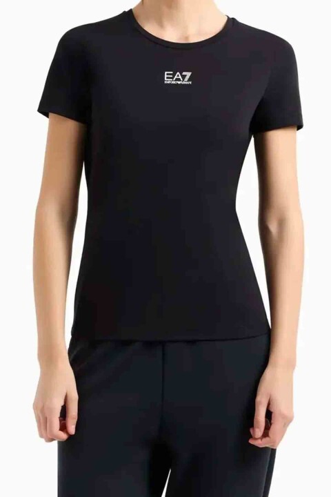 Kadın Bisiklet Yaka T-Shirt - Siyah 