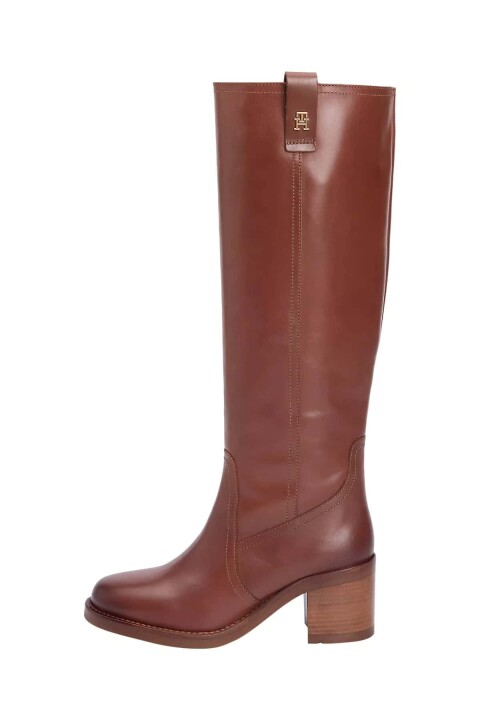 Kadın Blok Topuklu Uzun Binici Çizmesi - Taba - Tommy Hilfiger