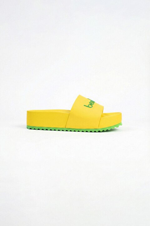 Kadın Bnt Logolu Platform Terlik - Sarı - Benetton
