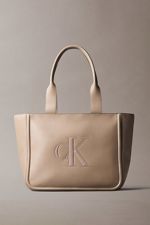 Kadın Bold Ck Medium Tote Çanta - Bej - Calvin Klein
