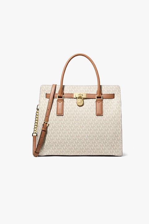 Kadın Borsa a Mano Monogram Desenli Çanta - Krem/Kahve - Michael Kors