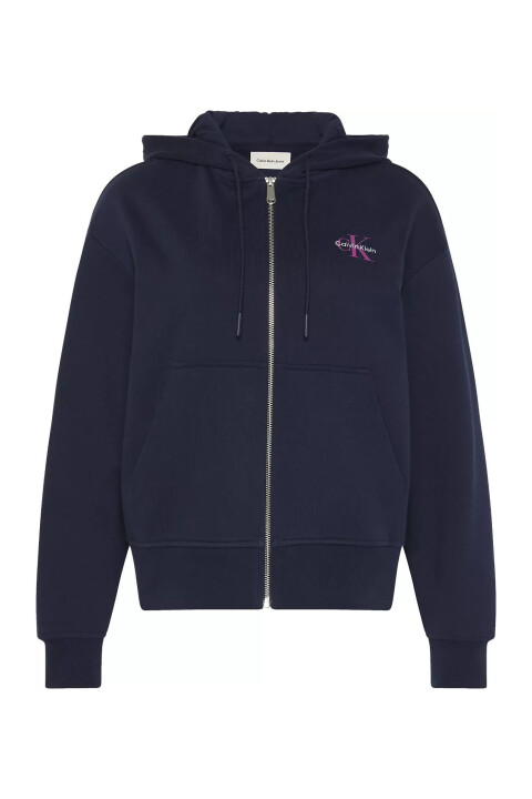 Kadın Boyfriend Fit Kapüşonlu Fermuarlı Sweatshirt - Lacivert 