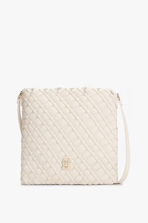 Kadın Braided Crossover Örgü Dokulu Omuz ve Çapraz Çanta - Krem - Tommy Hilfiger