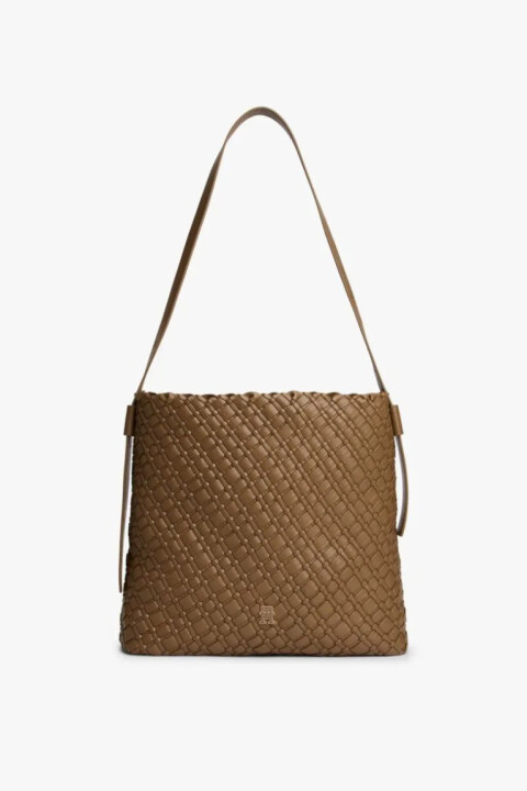 Kadın Braided Maxi Hobo Örgü Dokulu Büyük Omuz Çantası - Kahverengi - Tommy Hilfiger
