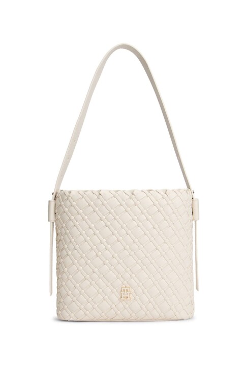 Kadın Braided Shoulder Bag Örgü Dokulu Omuz Çantası - Krem - Tommy Hilfiger