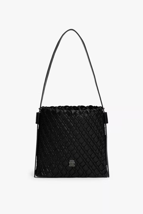 Kadın Braided Shoulder Bag Örgü Dokulu Omuz Çantası - Siyah - Tommy Hilfiger