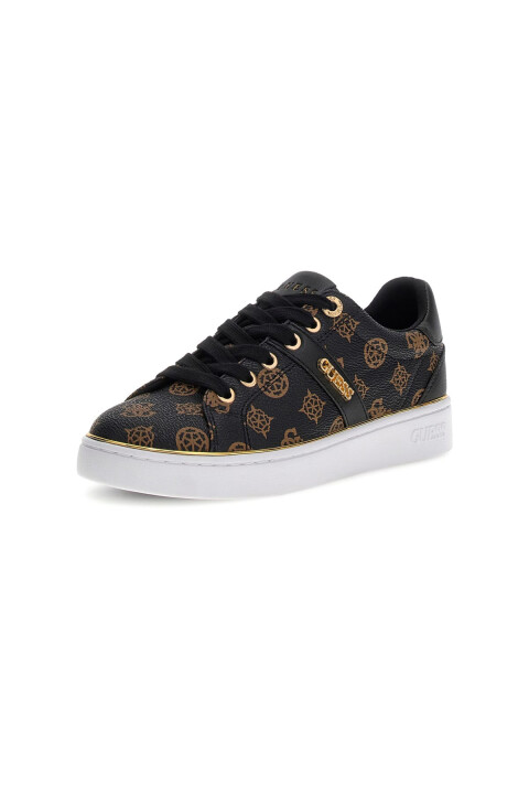 Kadın Britz Monogram Desenli Metalik Detaylı Sneaker - Siyah - Guess