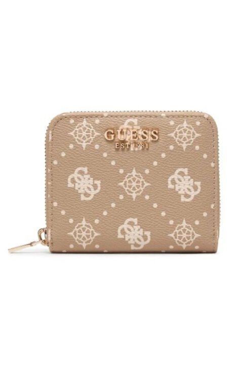 Kadın Carrie Logo Desenli Fermuarlı Cüzdan - Bej - Guess