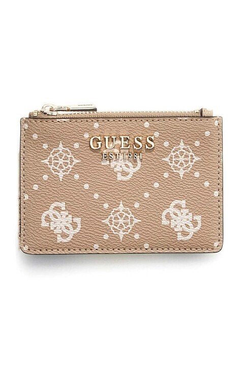 Kadın Carrie Logo Desenli Fermuarlı Kartlık - Bej - Guess
