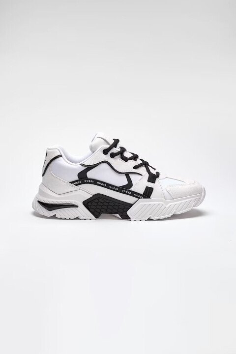 Kadın Carrli Kalın Tabanlı Bağcıklı Sneaker - Beyaz/Siyah 