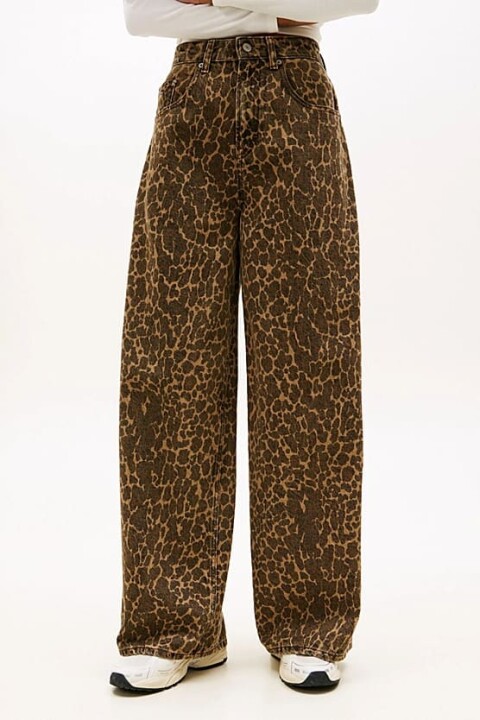 Kadın Charlie Loose Wide Leg Leopar Desenli Jean Pantolon - Çok Renkli - Tommy Hilfiger