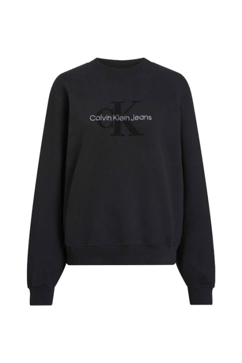 Kadın Chenille Monologo Sweatshirt - Siyah 