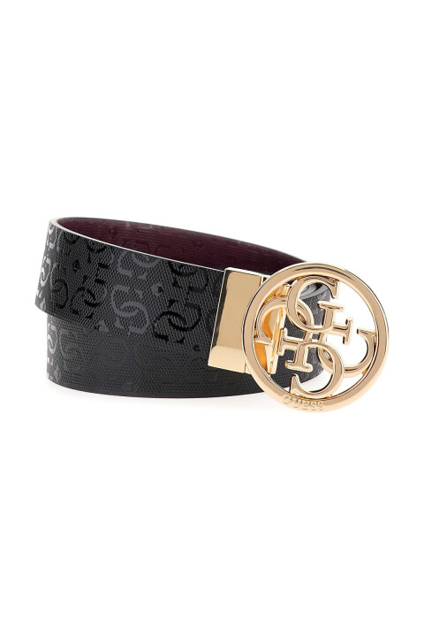 Kadın Çift Taraflı Logo Tokalı Kemer - Siyah / Bordo - Guess