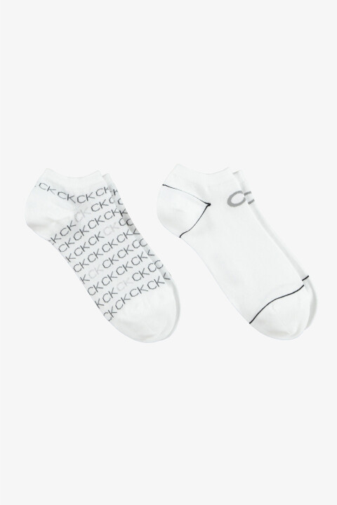 Kadın Ck 2'li Sneaker All Over Logo Çorap - Beyaz - Calvin Klein