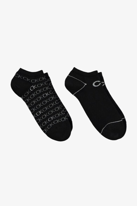 Kadın Ck 2'li Sneaker All Over Logo Çorap - Siyah - Calvin Klein