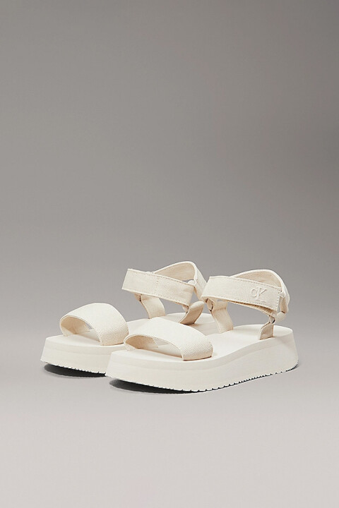 Kadın Ck Canvas Platform Sandalet - Ekru - Calvin Klein