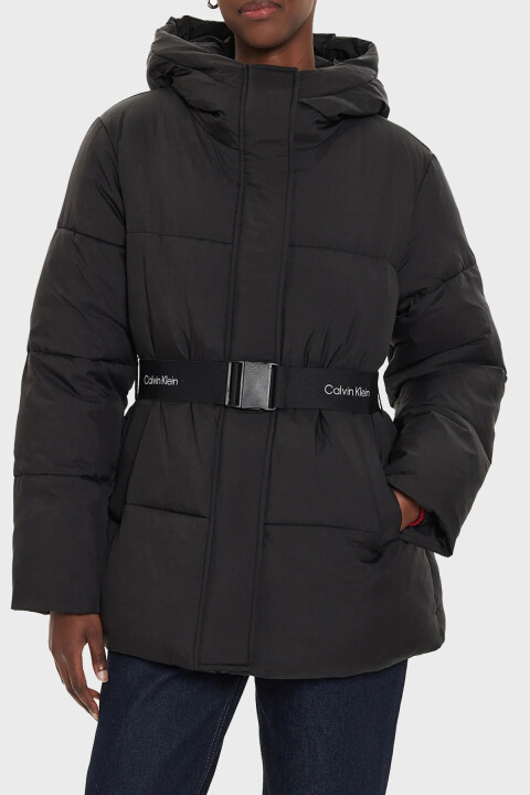 Kadın Ck Logolu Şişme Mont - Siyah 