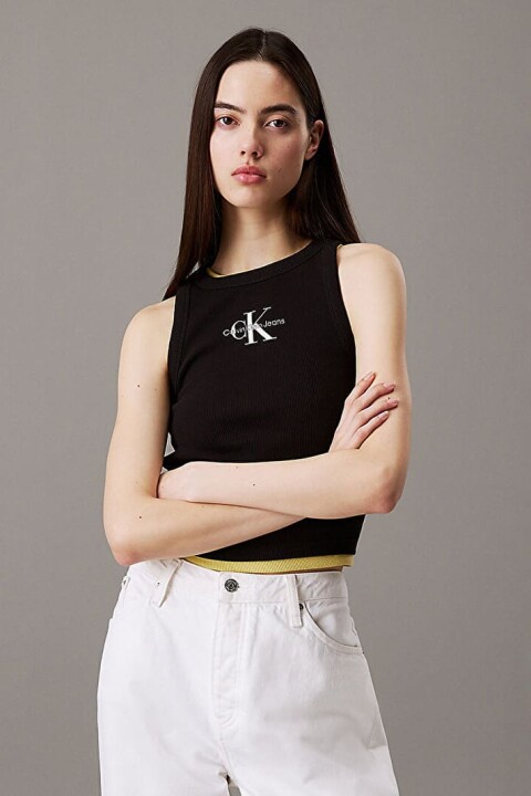 Kadın Ck Monologo Rib Bluz - Siyah 
